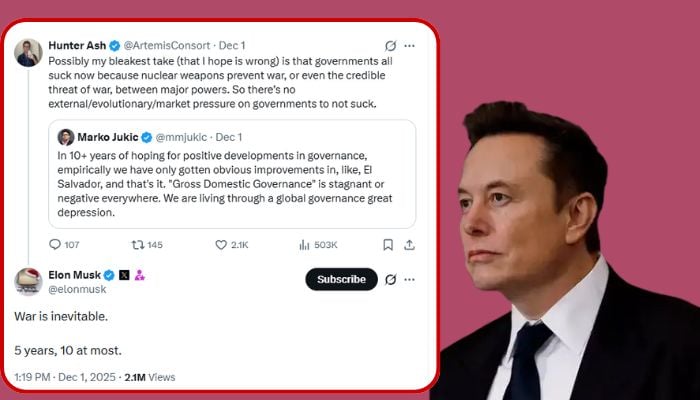 Elon Musk predicts war in 10 years