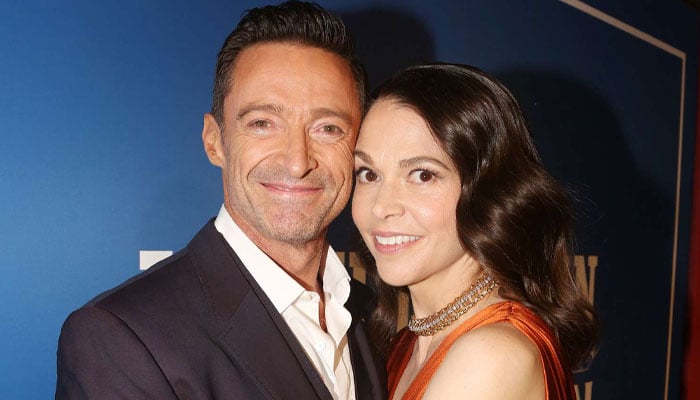 Hugh Jackman, Sutton Foster serve couple goals in matching outfits