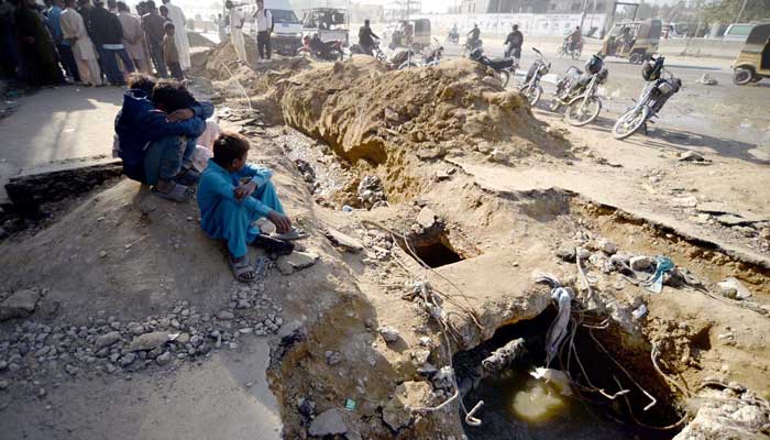 View of site after the tragic incident in Gulshan-e- Iqbal, where three-year-old Ibrahim fell into an open manhole and died on December 1, 2025. — PPI