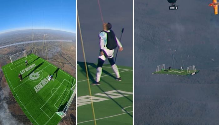 Watch: Russias Sergey Boytcov plays football on platform flying at 1,800m altitude