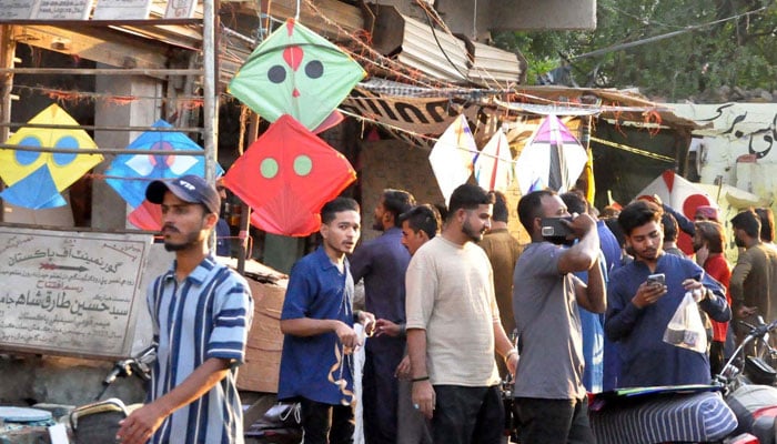 This representational image shows a view of rush of people buying kites and threads in Hyderabad. —  PPI/File