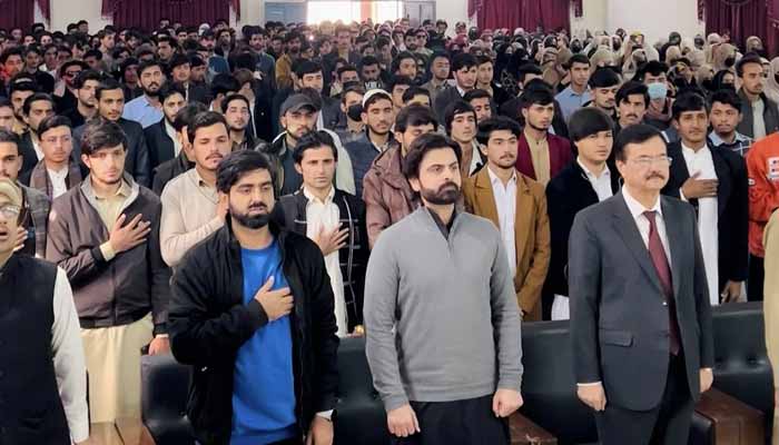 Former Pakistan cricketer Ahmad Shahzad at University of Buner, Khyber Pakhtunkhwa. — Facebook/iAhmadShahzad