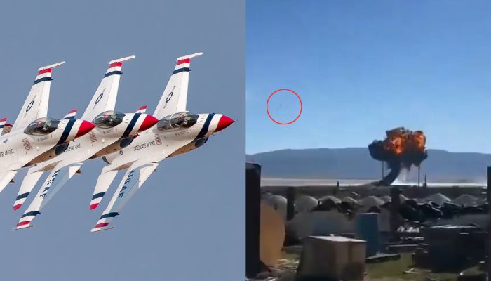 US Air Force F-16 crashes in California; pilot ejects moments before fireball