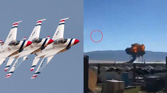 US Air Force F-16 crashes in California; pilot ejects moments before fireball: Watch