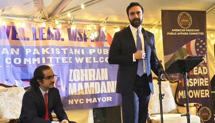 New York mayor-elect Zohran Mamdani speaks during a gathering of American-Pakistanis in Long Island. — Reporter
