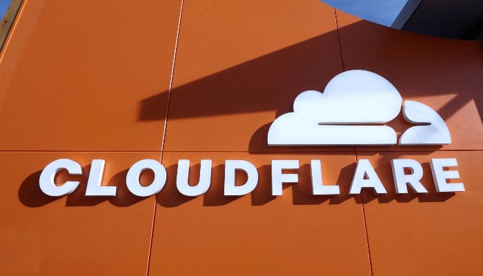 A logo of Cloudflare sits outside the companys house on the opening day of the 55th annual meeting of the World Economic Forum (WEF) in Davos, Switzerland, January 20, 2025. — Reuters