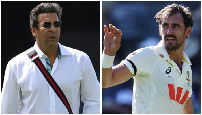 This collage shows legendary Pakistan pacer Wasim Akram (left) and Australia great Mitchell Starc. — AFP/Reuters/File