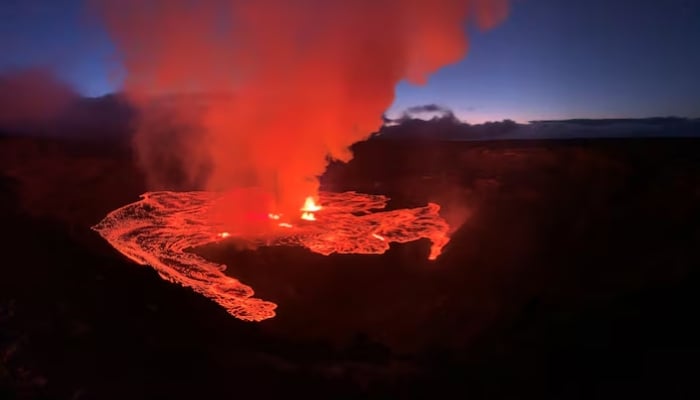 Lava flows on the Halemaumau crater floor alongside several active vent sources as the Kilauea volcano erupts in Hawaii, U.S. June 7, 2023. — Reuters