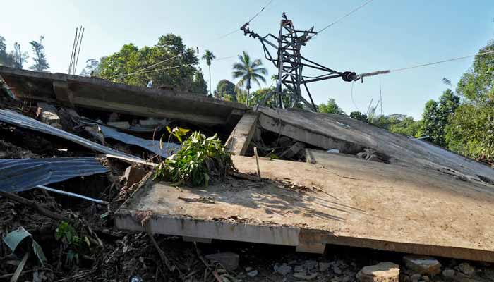 The debris of a damaged house after landslides triggered by heavy rainfall following Cyclone Ditwah, in Mawathura in Kandy district, Sri Lanka, December 3, 2025. — Reuters
