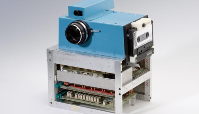 The 1975 prototype of the first digital camera, invented by Steven Sasson for Kodak.  — Steve Sasson