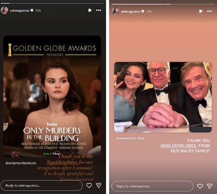 Selena Gomez reacts to fourth consecutive Golden Globe nod