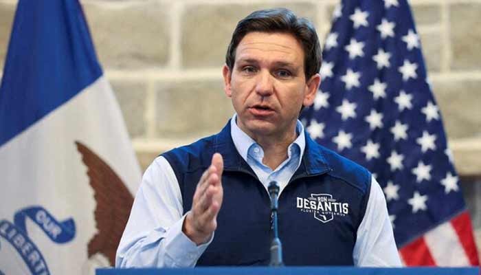 Florida Governor Ron Ron DeSantis addresses Iowa residents at Sun Valley Barn in Pella, Iowa, US, May 31, 2023.— Reuters/File