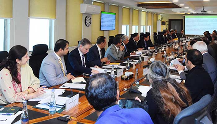 Finance Minister Senator Muhammad Aurangzeb chairs Economic Coordination Committee (ECC) of the federal meetings meeting at Finance Division on December 9, 2025. — Facebook/@FinanceMinistryPK