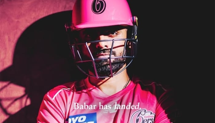Babar Azam poses in Sydney Sixers kit. — Instagram@sixersbbl