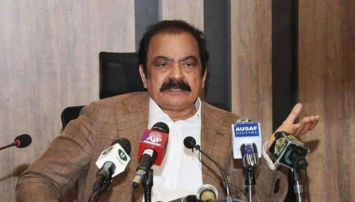 PMs Adviser on Political Affairs Senator Rana Sanaullah addresses a press conference in this undated photo. — APP/File