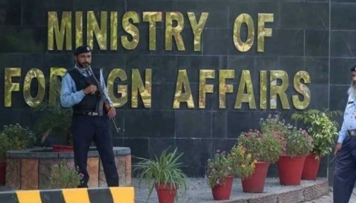 Security guards stand outside the Ministry of Foreign Affairs in Islamabad in this undated image. — AFP/File