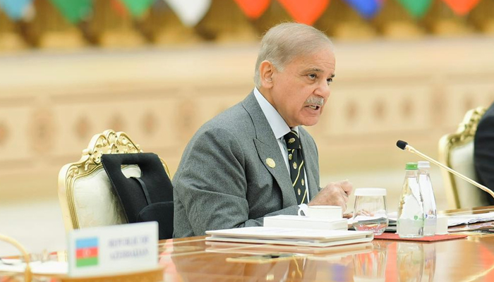 PM Shehbaz Sharif addresses forum dedicated to the International Year of Peace and Trust 2025, the International Day of Neutrality, and the 30th Anniversary of Permanent Neutrality on December 12, 2025. — PID