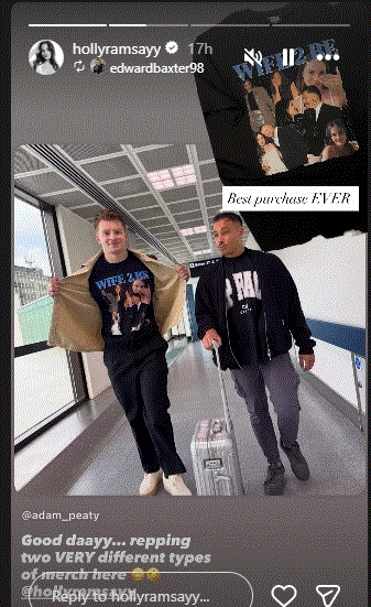 Adam Peaty celebrates stag do with Holly inspired t-shirt