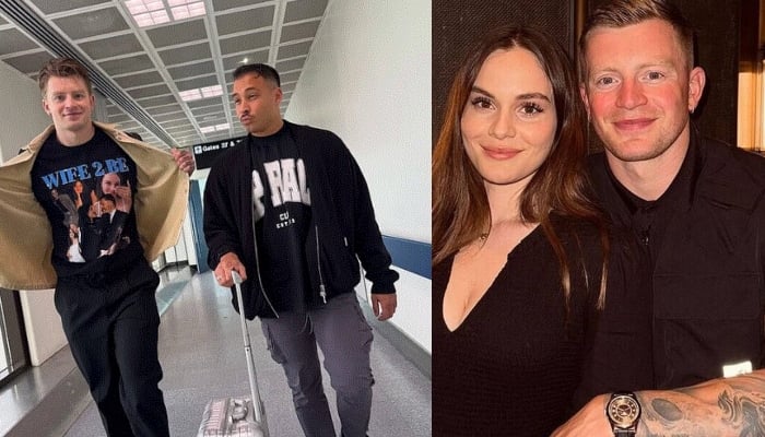 Adam Peaty celebrates stag do with Holly inspired t-shirt