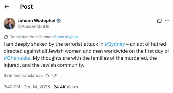 Pakistan, other countries condemn shooting at Australias Bondi Beach