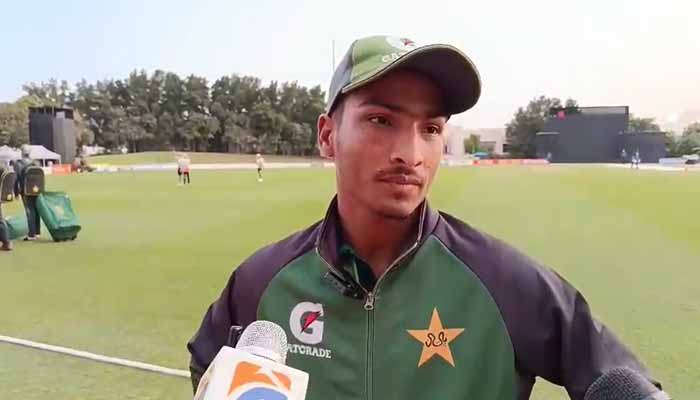 Pakistans under-19 cricketer Huzaifa Ahsan speaks during an interview after U19 Asia Cup clash against India at ICC Academy in Dubai, United Arab Emirates, December 14, 2025. — Reporter