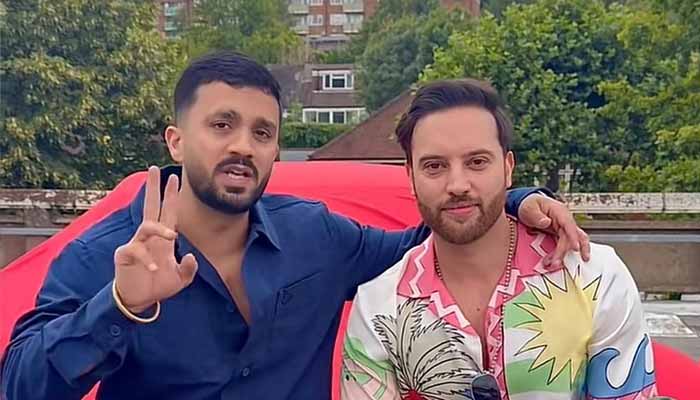 British-Pakistani social media influencer and TikToker Zaraq Nazir (right) with YouTuber Rajab Butt can be seen in this undated screengrab taken from a TikTok video. — Reporter
