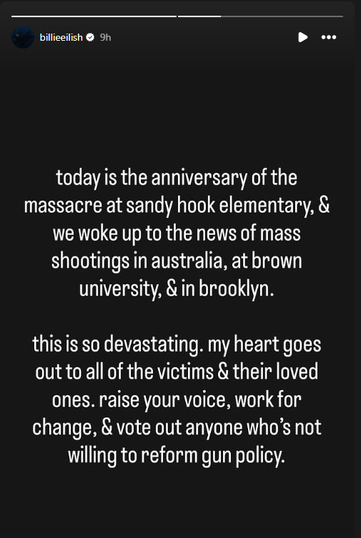 Billie Eilish makes strong plea after Australia Bondi shooting