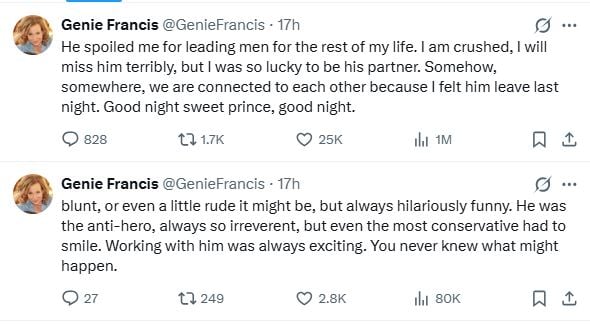 Anthony Geary death: General Hospital star Genie Francis pays tribute