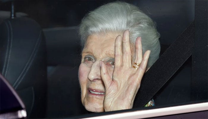 Princess Alexandra waving well‑wishers