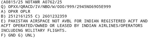 Pakistan extends airspace ban on Indian aircraft until January 24