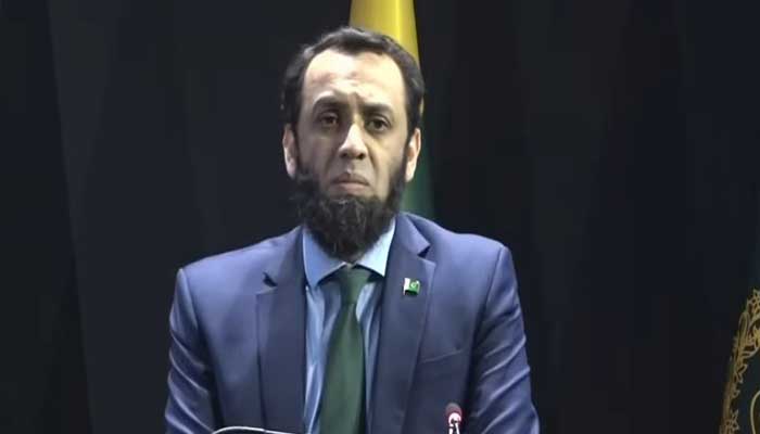 Federal Minister for Information Ataullah Tarar addresses foreign media on December 17, 2025. Screengrab via Geo News