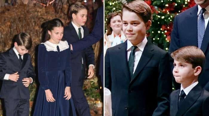 Prince Louis rocks Prince George's hand-me-down jumper for family lunch