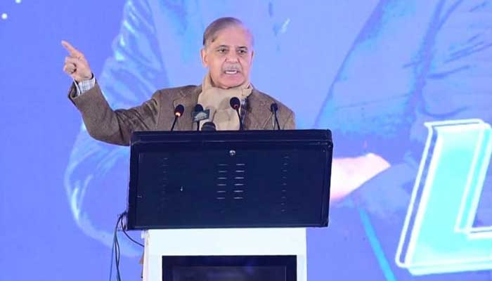 Prime Minister Shehbaz addresses at a ceremony held at University of Haripur with regard to the PMs Laptop Scheme on December 17, 2025. — X/@GovtofPakistan