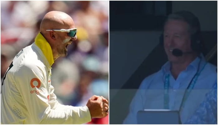 Australia’s off-spinner Nathan Lyon (left) and his fellow cricket great Glenn McGrath on December 18, 2025. —Routes/X/cricket.com.au/screengrab