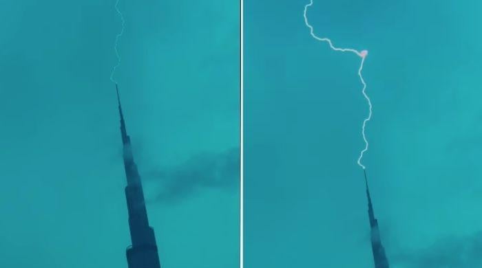 WATCH: Lightning strikes Burj Khalifa as heavy rains lash parts of UAE