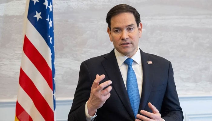 US Secretary of State Marco Rubio speaks to the media during a refuelling stop at Shannon Airport in Shannon, Ireland, March 12, 2025. — Reuters
