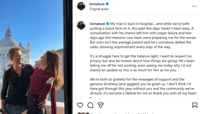 Influencer Lorna Luxe reveals husband John Andrews hospitalised with organ failure
