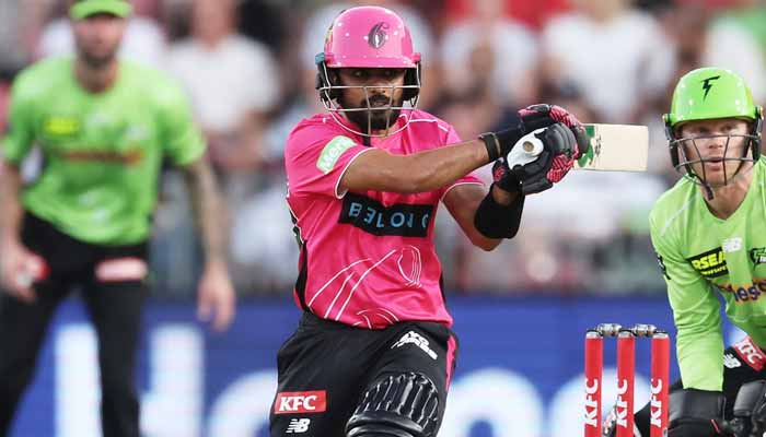 Sydney Sixers Babar Azam plays a shot during their BBL 15 match against Sydney Thunder at the Sydney Showground Stadium in Sydney on December 20, 2025. — Facebook/SydneySixers