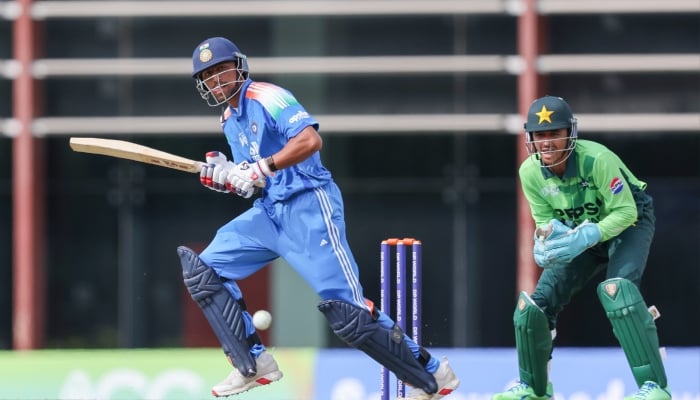 Indias Henil Patel plays a shot during their U19 Asia Cup 2025 game against Pakistan at the ICC Academy Ground, Dubai, UAE, December 14, 2025. — ACC