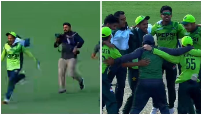 This collage of photos shows Pakistan players and support staff celebrate after winning the U19 Asia Cup final against India at ICC Academy, Dubai, December 21, 2025. — Facebook@Asian Cricket Council
