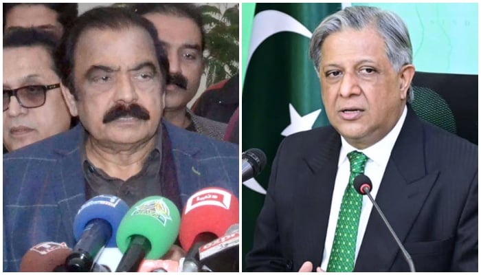 Prime Ministers Adviser on Political Affairs Rana Sanaullah (left) and Law Minister Azam Nazeer Tarar. — Online/APP