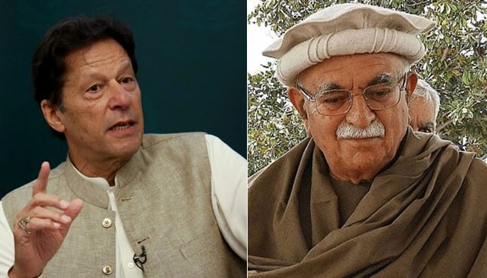This collage shows PTI founding chairman Imran Khan (left) and Mahmood Khan Achakzai. — Reuters/AFP/File