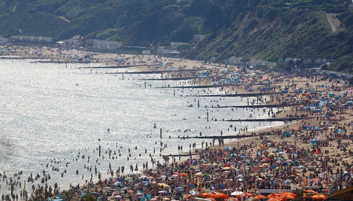A view of Bournemouth beach as people and children enjoy the hot weather, as a heat wave reaches the country, in Bournemouth, Britain on June 17, 2022. — Reuters