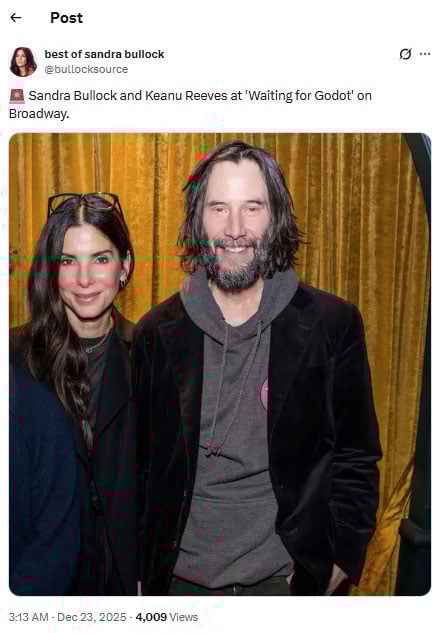 Keanu Reeves, Sandra Bullock reunite decades after Speed days
