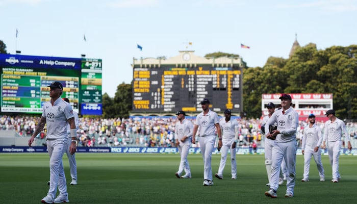 England players walk off at stumps on day 3 of third Ashes Test on December 19, 2025. — Reuters