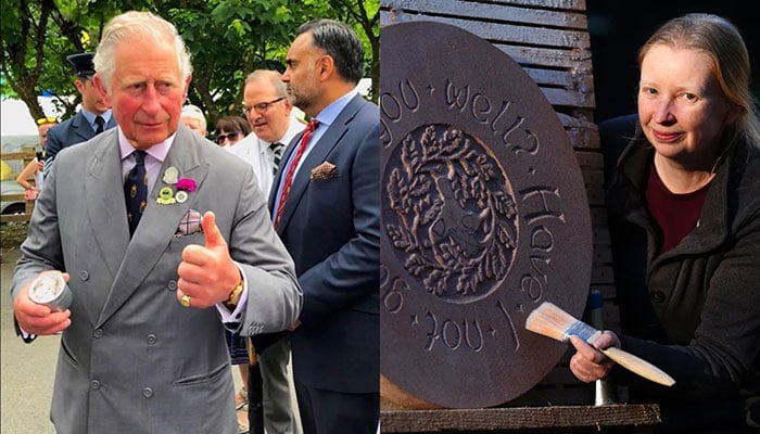 King Charles celebrates future craftsmen building magical woodland hide