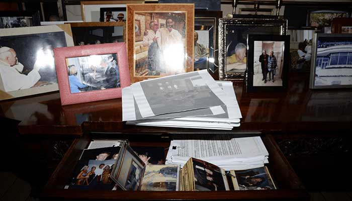 A view of drawers and framed photos, including of Donald Trump, in Jeffrey Epsteins Manhattan home is seen in this image released by the Department of Justice in Washington, DC, US, on December 19, 2025. — Reuters
