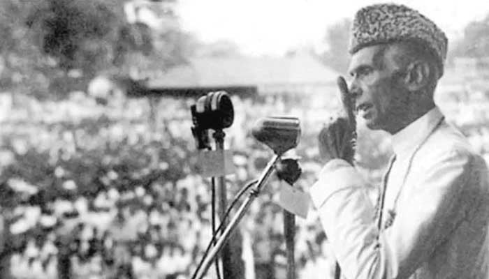Quaid-i-Azam Muhammad Ali Jinnah addressing the nation. — The News/File