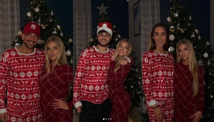 The siblings appeared in their elements as they posed happily in matching tartan pyjamas