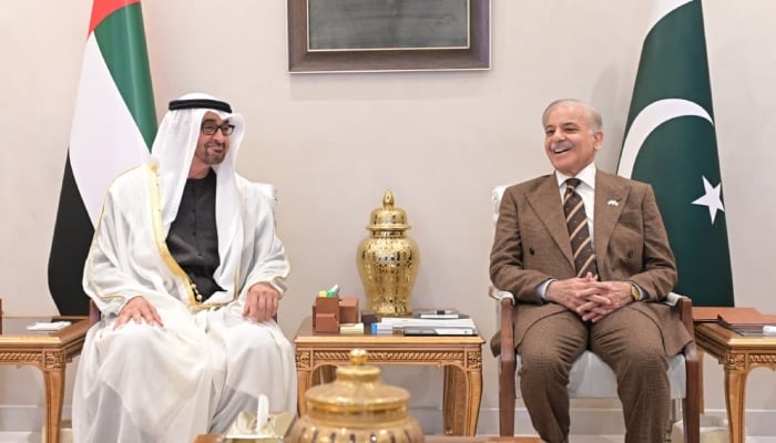 Prime Minister Muhammad Shehbaz Sharif meets UAE President Mohamed bin Zayed al-Nahyan in Islamabad, December 26, 2025. — X/PTV News
